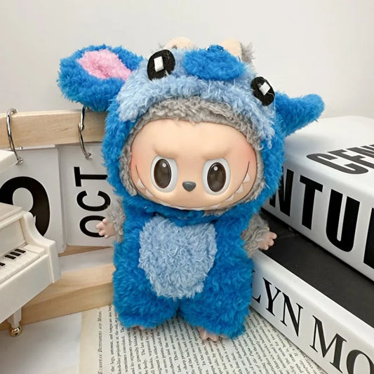 Öltözet kék / 17 cm-es Labubu számára (Labubu plüssfigurát nem tartalmaz)